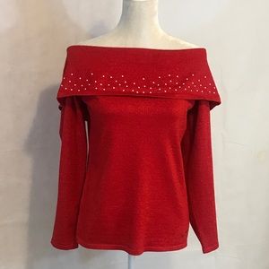 Black Rivet Ladies Red Sweater Size Large  I02
